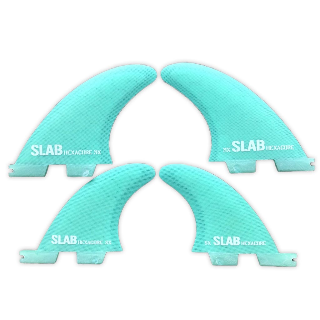 SLAB QUAD HEXACORE Fins - Full Water Green - 2 Tabs Click