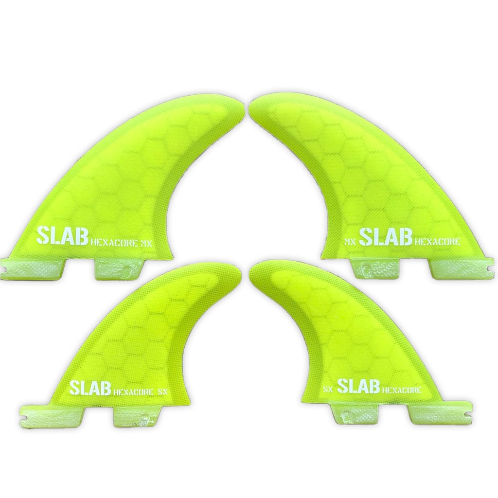 SLAB QUAD HEXACORE fins - Full Yellow - 2 Tabs Click