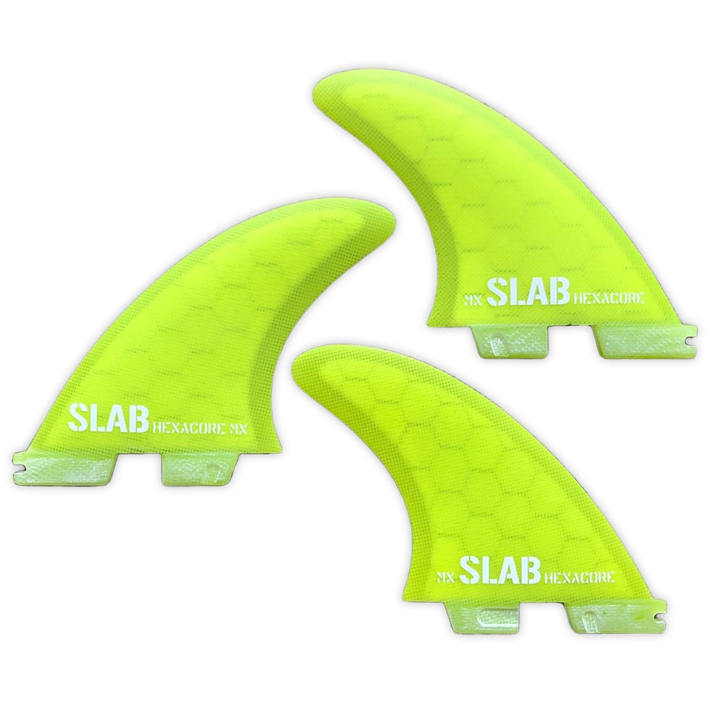 SLAB THRUSTER HEXACORE fins - Full Yellow - 2 Tabs Click