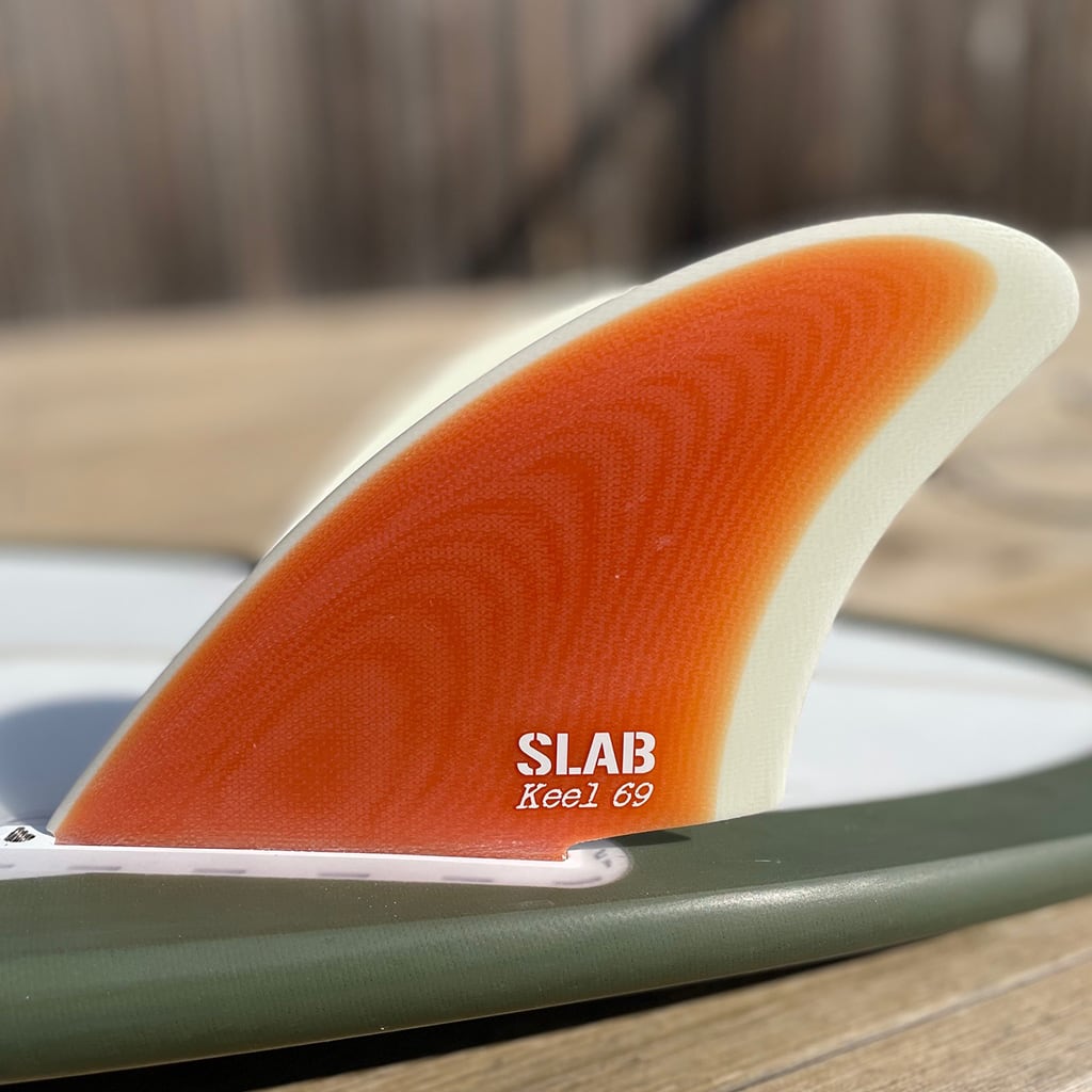 SLAB TWIN KEEL 69 Fins - Orange/Cream - 2 Tabs Click